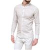 Evoga Camicia 100% Lino Uomo Casual Rigata Slim Fit Coreana (L, Beige)