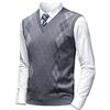 Herothorn Gilet in Maglia da Uomo Argyle Classica con Scollo a V Maglieria Senza Maniche Pullover Maglione Smanicato Canotte Maglioncino Autunno Inverno