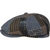 Stetson Coppola Hatteras Classic Patchwork Uomo - Made in The EU Berretto Newsboy Cappello Piatto con Visiera, Fodera Inverno Autunno/Inverno - S (54-55 cm) Marrone-Blu