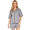 CityComfort Pigiama Donna Cotone con Bottoni Set 2 Pz Pigiami Donna Estivi Corti Comodo Abbigliamento da Casa Idee Regalo (XL, Grigio)