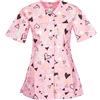 DINOZAVR Carla Uniforme Medica - Medico Casacca da Donna con Bottoni a Pressione - Rosa/Cuori XL