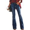 ShangSRS Jeans Donna Tinta Unita Pantaloni Jeans a Vita Media Elasticizzati vestibilità Slim Jeans a Zampa d'elefante (as6, Alpha, jaspo_l, Blu-1, L)