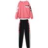 amropi 2 PCS Set Completo Ragazze Tuta a Righe Felpa Top + Jogging Pantalonio Rosso Nero,7-8 Anni