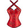 EUgangdiude Corsetti push-up con spalline incrociate per donna Top bustier con lacci e fibbie Corsetto bustier taglie forti con motivo fiori di prugno in stile cinese