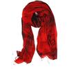 Millie & Boo Sciarpa di seta pura di 100% della sciarpa della donna delle sciarpe dello scialle dell'involucro dipinto a mano della sciarpa di seta, rosso, nero., 175cm x 70cm