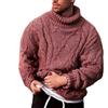 CreoQIJI Maglione da uomo, pullover da uomo, nero, in lana | Maglione da uomo invernale con collo alto in lana, da uomo, slim fit, caldo, in lana merino, Colore: rosso, S
