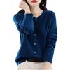 DJFOG Cardigan in cashmere da donna, cardigan a maniche lunghe con bottoni frontali in cashmere 2024, maglioni elastici in maglia morbida e calda, Blu navy, XL