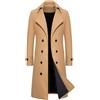 Bauzuoyo Trench da uomo, casual, parka slim fit, cappotto di lana, giacca lunga, colletto a tacca da lavoro, trench monopetto, cappotto invernale caldo, abbigliamento invernale per il tempo libero,
