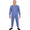 eMMe SQUARE - Pigiama Sanitario Intero Estivo a Manica Lunga con Zip Posteriore, Tutona Sanitaria per Anziani e Disabili, Cotone Leggero (IT, Testo, XL, Regular, Regular, EstivoL-Bluette-Uomo)