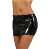 MISS NOIR Minigonna da Donna Sexy Vinile Effetto Bagnato (S-3XL) Aspetto Cuoio Gonna Corta con Cerniera Gonne Wetlook Clubwear, Nero (9481-BK), M