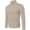 QIXING Maglietta da uomo a maniche lunghe, con collo arrotolabile, termica, in cotone, strato base, intimo termico, Albicocca, M