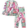 WZYCWB Pigiama da donna con motivo unicorno rosa (S-XXL), pigiama casual a maniche lunghe set di vestiti per la casa