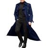 Generic & Male Giacca trapuntata leggera da uomo e invernale lungo trench cappotti a doppio petto cintura giacca sciolto bomber uomo cappotto, Blu scuro, L
