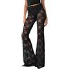LYSINK Donne Y2k Sexy Pizzo Flare Pantaloni Gotici A Vita Alta Leggings Neri Velato Bell-Bottoms Pantaloni Streetwear, A-A-A-nero, M