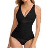 SHAPERIN Body Modellante Donna Pancia Piatta Push Up Shapewear Faja Body Shaper Dimagrante Tank Top Bodysuit Con Scollo a V, Nero, XL