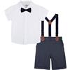 mintgreen Completini e Coordinati per Bambino, Neonato Bianca Camicia Pantaloni Battesimo Manica Corta Nozze Vestiti con Bretella