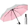ThreeH Ombrello UV Protezione solare UPF 50+ Ombrello compatto da viaggio automatico apri e chiudi Strato di rivestimento d'argento, Rosa