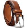 YOORAN Cintura da uomo, in pelle, da uomo, larghezza 33 mm, in pelle, per jeans, da uomo, marrone, 115cm/36-38 taille verstellbar