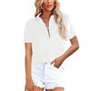 NONSAR - Camicetta da donna, elegante, a maniche lunghe, con colletto alto, da ufficio, casual, Maniche corte rosa.