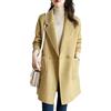 Suncadmious Giacca Da Ufficio Formale Invernale Donna Doppiopetto Risvolto Autunnale-Invernale Casual Lavoro Media Lunga Cappotto Spesso (Giallo,M)