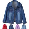 Generic HUIFUAO Giacche di jeans senza maniche da donna Plus Size Gilet in jeans button down con risvolto canotte con tasca vintage invecchiato gilet