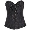 OMZIN Corsetto Sexy Donna Corsage Vintage Seno Intero Lingerie Da Sposa Gotico Corsage Top Bustier In Raso Con G-Tanga Nero XXS