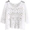 courti Maglietta da donna estiva a 3/4 manica all'uncinetto Boho Hippie scava fuori maglia motivo floreale pullover top camicetta da spiaggia coprire