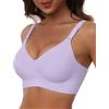 HORISUN Reggiseno Senza Ferretto Donna Reggiseni Senza Cuciture Scollo a V Copertura Completa Push Up Reggiseno Comodo (Viola 2XL)