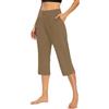 Generico Pantaloni Capri Donna 3/4 Vita Alta Gamba Larga con Tasche, Pantaloni Yoga Estivi Elasticizzati Traspiranti Asciugatura Rapida, Wide Leg Casual per Ufficio Palestra Jogging Viaggio S-5Xl