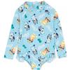 BlueY Costume da Bagno Ragazze | Baby Toddlers Blue Bingo Logo all Over Print Costume da Bagno | Manica Lunga con Orlo a Volant