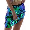 Sttiafay - Gonna per danza del ventre, sopra il ginocchio, con paillettes, da sirena, da avvolgere ai fianchi, per rave, carnevale, costume da donna