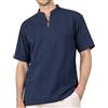 PANASIAM Camicia Pescatore Uomo - Camicia Henley Estiva Senza Collo | Camicia 100% cotone, Fisherman Shirt, bottone in legno, senza collo, per tutti i giorni, vacanze o come camicia medievale