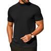 Coofandy Camicia a Maniche Corte in Cotone Pesante a Collo Alto da Uomo 2025 T-Shirt Base a Mezzo Collo, Nero, XL