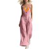 Generisch Salopette estive da donna, a gamba larga, per il tempo libero, con spalline regolabili, tuta lunga a gamba larga, tuta intera, pantaloni da lavoro, abbigliamento estivo, O rosa., S