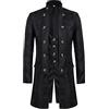 Gefomuofe Uomo Vintage Frack Steampunk Gothic Giacca Vittoriana Retro Medio Lungo Cappotto Steampunk Frack Gotico Vittoriano Tripetto Vintage Medievale Giacca, G nero, L