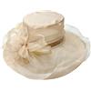 Jemnpela Cappello Solare Pieghevole da Donna Falda Larga Corona Piana Stile Derby in Organza Francese Protezione UV per Matrimoni Chiese e Feste del tè