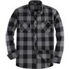 JupiterSecret Camicia in flanella da uomo, a maniche lunghe, a quadretti, vestibilità normale, con colletto a bottone, tasca sul petto, grigio., L