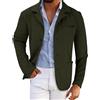 Generisch - Blazer da uomo, giacca in maglia di cotone, morbida ed elastica, giacca sportiva vintage, da business e casual, con tasche, per gentiluomini, giacca da completo, con bottoni, giacca di