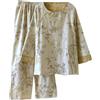 PRINCESS BRIDE Doppio lato jacquard cotone giapponese kimono pigiama retrò pigiama set loungewear morbido pigiameria per le donne, Beige, XL