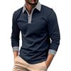 Generic Polo da uomo a maniche lunghe con colletto e polsini a scacchi, slim fit, camicia casual da uomo, leggera e confortevole, polo per tutti i giorni, elegante polo arancione con design classico, Marina