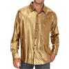 Generico Camicia Casual da Uomo con Bottoni Paillettes per Cosplay Abbigliamento Risvolto T-Shirt Luminoso #D