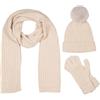 styleBREAKER Set invernale 3 pezzi donna: sciarpa,Beige