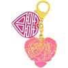 Juanxian Portachiavi con doppia felicità e amore, simbolo cinese per matrimonio e anima gemella, ciondolo a forma di cuore con fiore di peonia, regalo romantico per coppie, lei o lui, rosa, 11*5