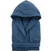 l&j Accappatoio Uomo Donna Unisex Beige con Cappuccio in Cotone 100% Morbida Spugna Assorbente, con Tasche e Cintura e Gancio per Bagno, Doccia Sport Palestra (IT, Testo, S, Regular, Regular, Blu)