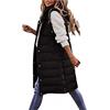 Vagbalena Gilet Lungo da Donna in Piuma D'Oca Senza Maniche Giacca con Cappuccio Inverno Caldo Cappotto Sottile Zip all'aperto Gilet Vintage Giacca a Sbuffo Antivento Leggero Gilet Morbido (Nero,4XL)
