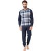BIRIKKINA Pigiama Uomo Invernale in Caldo Jacquard - Pigiama Uomo Felpato Caldo Morbido (IT, Testo, XL, 8506 Blu)