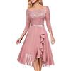 HAOLEI Vestito Matrimonio Donna Elegante in Pizzo Abito Cerimonia Formale Lunghi Scollo a V Mezze Maniche Cocktail con Corsetto Taglie Forti Curvy