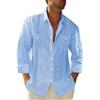 FENXIXIONE Mens Maniche Corte Guayabera Camicie Button Down Cubano Casual Camicie Messicane Estate Spiaggia Matrimonio Lino Top (Blu-c,5XL)