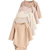 NEXT Unisex Bambino Confezione da 5 body bebè a maniche lunghe Crema 9 Mesi-12 Mesi