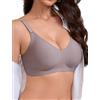 Vtelor Reggiseno da donna senza ferretto, reggiseno push up con seni grandi, tenuta forte, senza cuciture, marrone, L